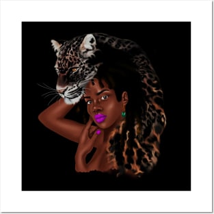 African Woman with Leopard Skin, African Tribal Art Posters and Art